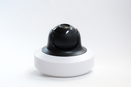 CCTV camera isolated on white background, with clipping pathsの写真素材