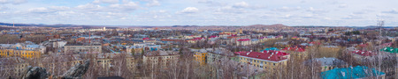 beautiful wide panorama view from roof top town of Novouralsk , Russia . Famous town of nuclear factoryの写真素材