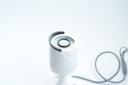 CCTV camera isolated on white background, with clipping pathsの写真素材