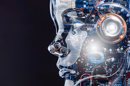 Robotics Mechanical Power: An image capturing the essence of automotive technology, featuring engines, disks, and metal components that drive machines with speed and precision, generated aiの素材