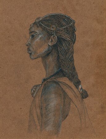 The woman of the people of Amhara. Sketch on craft paper.の写真素材