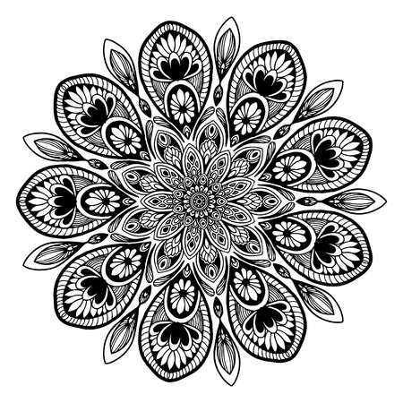 Mandalas for coloring book. Decorative round ornaments. Unusual flower shape. Oriental vector, Anti-stress therapy patterns. Weave design elements.のイラスト素材