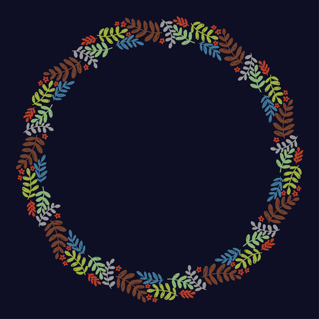 Christmas Hand Drawn Wreath with Round Frame for Cards Design Vector Layout with Copyspace Can be use for Decorative Kit, Invitations, Greeting Cards, Blogs, Posters, Merry Christmas and Happy New Year.のイラスト素材