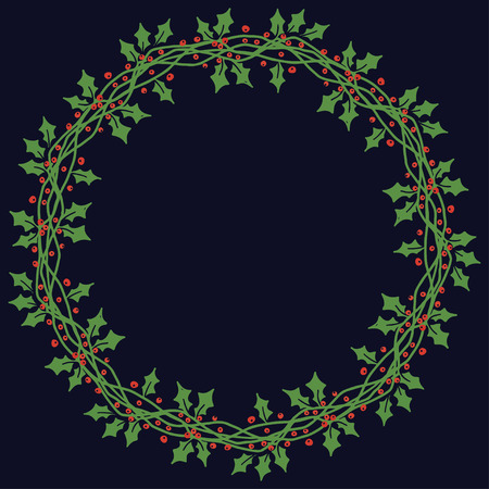 Christmas Wreath with Round Frame for Cards Design Vector Layout with Copyspace Can be use for Decorative Kit, Invitations, Greeting Cards, Blogs, Posters, Merry Christmas and Happy New Year.のイラスト素材