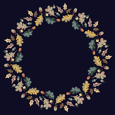 Christmas Wreath with Round Frame for Cards Design Vector Layout with Copyspace Can be use for Decorative Kit, Invitations, Greeting Cards, Blogs, Posters, Merry Christmas and Happy New Year.のイラスト素材