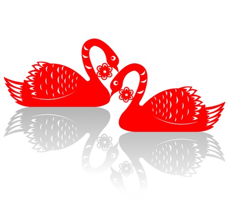 Valentine - A couple of loving birds stay together.のイラスト素材