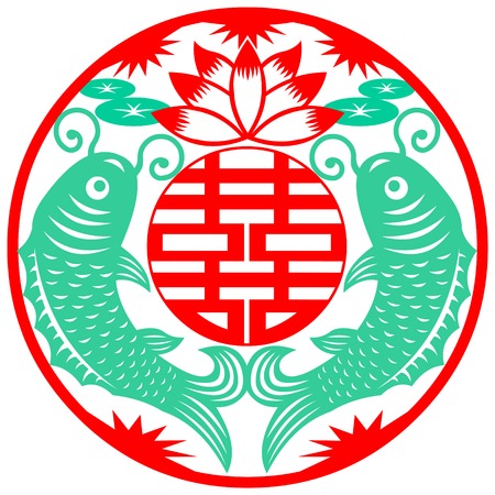 A papercut of chinese wedding symbol.のイラスト素材