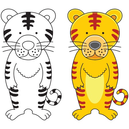 A cute tiger cartoon illustration.のイラスト素材
