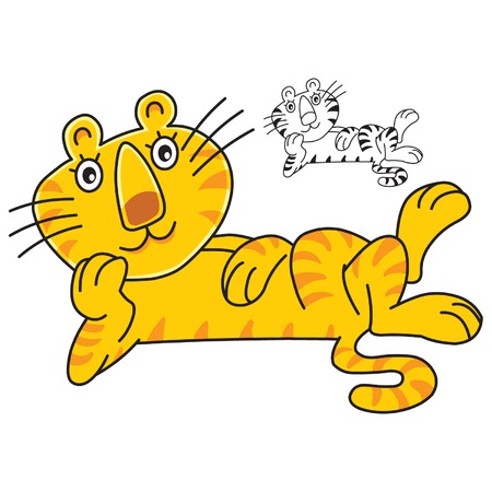 A cute tiger cartoon illustration.のイラスト素材