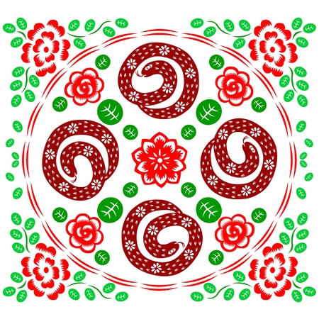 Traditional paper cut of a snake.のイラスト素材