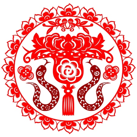 Traditional paper cut of a snake.のイラスト素材