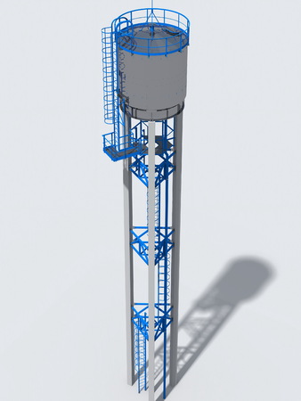 Shiny water tower out of steel. 3D rendering of the model.の写真素材