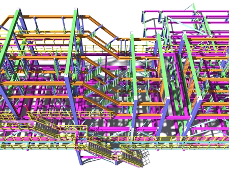 The model and blueprint of gas and oil metal rack. 3D rendering.の写真素材