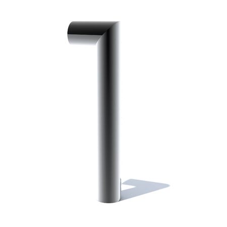 Shiny 3D number from a round silver metal pipe. Number made of stainless steel. Engineering and steel industry figure. 3D rendering.の写真素材