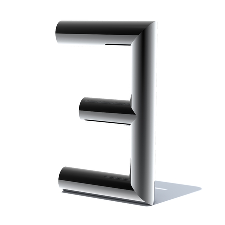 Shiny 3D number from a round silver metal pipe. Number made of stainless steel. Engineering and steel industry figure. 3D rendering.の写真素材