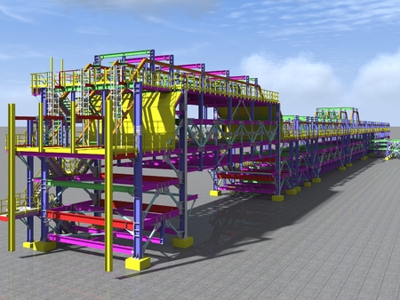 Model metal frame trestle oil building. 3d rendering.の写真素材