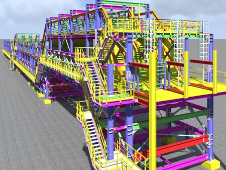 Model metal frame trestle oil building. 3d rendering.の写真素材