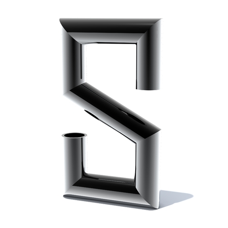 3D letters out of shiny silver stainless steel. Round pipe. Letters for engineers and heavy industry. 3D rendering.の写真素材