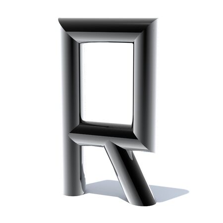 3D letters out of shiny silver stainless steel. Round pipe. Letters for engineers and heavy industry. 3D rendering.の写真素材