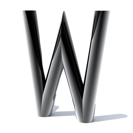 3D letters out of shiny silver stainless steel. Round pipe. Letters for engineers and heavy industry. 3D rendering.の写真素材