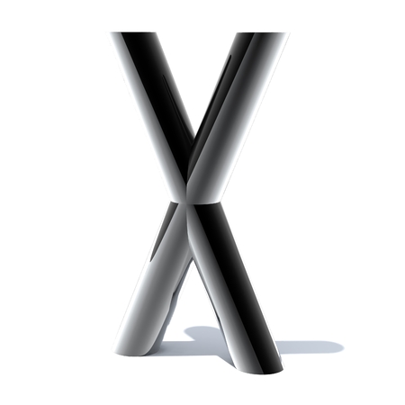 3D letters out of shiny silver stainless steel. Round pipe. Letters for engineers and heavy industry. 3D rendering.の写真素材