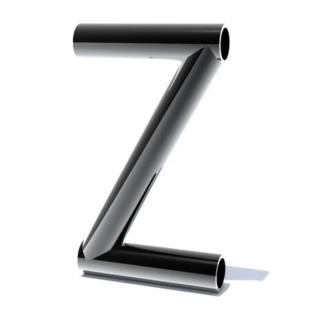 3D letters out of shiny silver stainless steel. Round pipe. Letters for engineers and heavy industry. 3D rendering.の写真素材
