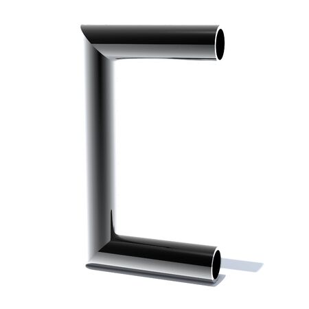 3D letters out of shiny silver stainless steel. Round pipe. Letters for engineers and heavy industry. 3D rendering.の写真素材