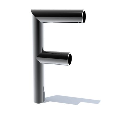3D letters out of shiny silver stainless steel. Round pipe. Letters for engineers and heavy industry. 3D rendering.の写真素材