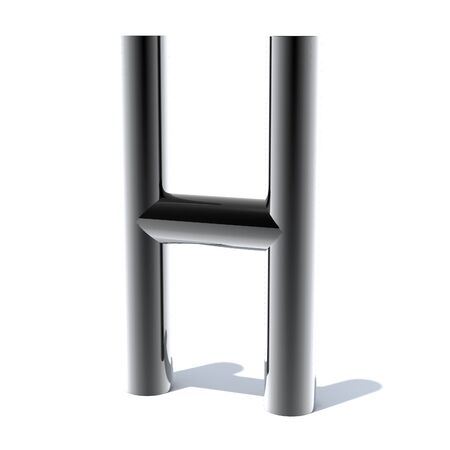 3D letters out of shiny silver stainless steel. Round pipe. Letters for engineers and heavy industry. 3D rendering.の写真素材