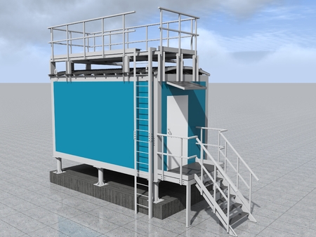 3D rendering. The hardware building of container type.の写真素材