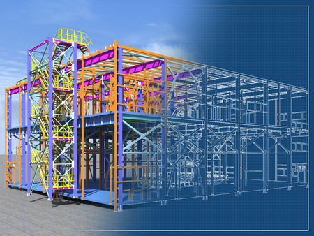 Building Information Model of metal structure. 3D BIM