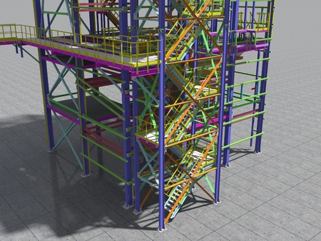 Building Information Model of metal structure. Design technologies of the future. 3D BIM parametric building.Engineering Graphics. 3D rendering.の写真素材