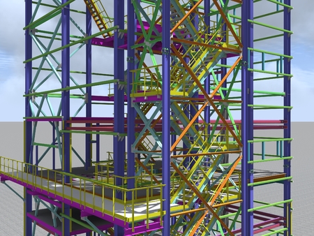 Building Information Model of metal structure. Design technologies of the future. 3D BIM parametric building.Engineering Graphics. 3D rendering.の写真素材
