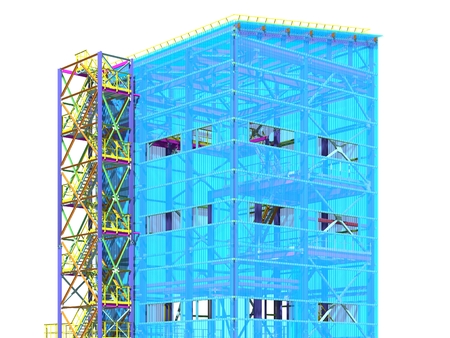 Building Information Model of metal structure. Design technologies of the future. 3D BIM parametric building.Engineering Graphics. 3D rendering.の写真素材