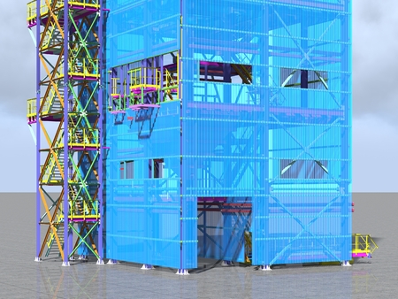 Building Information Model of metal structure. Design technologies of the future. 3D BIM parametric building.Engineering Graphics. 3D rendering.の写真素材