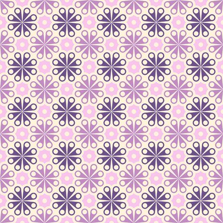 Colored geometric vector seamless pattern in purple and pink tones. For printing on textiles, glass, ceramics.のイラスト素材