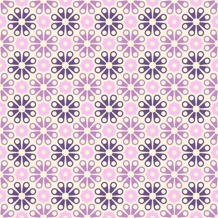 Colored geometric vector seamless pattern in purple and pink tones. For printing on textiles, glass, ceramics.のイラスト素材