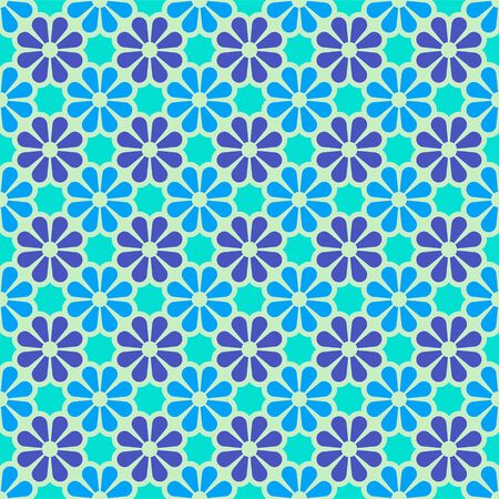 Vector colored geometric seamless pattern in blue, Indigo and violet. For printing on textiles, glass, ceramics.のイラスト素材