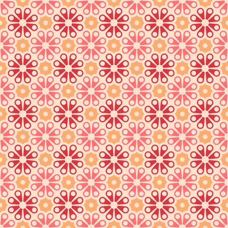 Vector colored seamless geometric pattern in red, yellow and pink. For printing on textiles, glass, ceramics.のイラスト素材