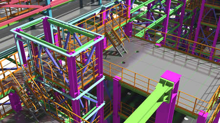 Presentation of the BIM model for the construction customer and contractor. Development of project drawings based on the BIM model. 3D rendering.の写真素材