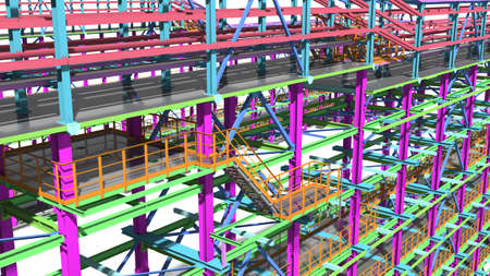 Presentation of the BIM model for the construction customer and contractor. Development of project drawings based on the BIM model. 3D rendering.の写真素材