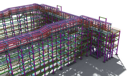 Presentation of the BIM model for the construction customer and contractor. Development of project drawings based on the BIM model. 3D rendering.の写真素材