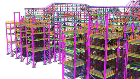 Presentation of the BIM model for the construction customer and contractor. Development of project drawings based on the BIM model. 3D rendering.の写真素材
