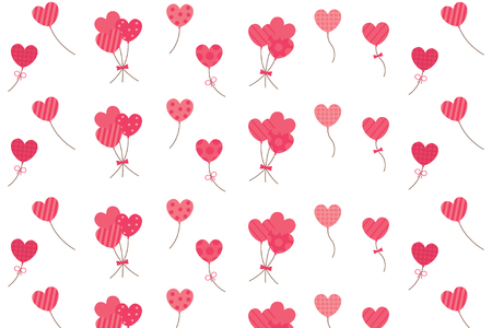 Pink dot and shape hearts flying seamless pattern cute balloon for the wedding, celebrities, birthday and the valentine card wallpaper background of love,vector illustration.のイラスト素材