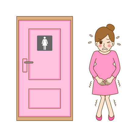 Pregnant women, cute cartoon character having a baby birth,mom, kid, family care concept, outline cartoon vector illustration.のイラスト素材