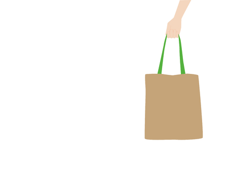 Thank you for not using Plastic Bags, People hold hand paper bag, cloth bag, No Plastic Bag Concept, save world, protect animals flat design vector.のイラスト素材