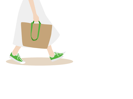 Thank you for not using Plastic Bags, People hold hand paper bag, cloth bag, No Plastic Bag Concept, save world, protect animals flat design vector.のイラスト素材
