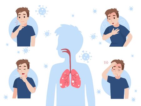 Info graphic elements the signs and corona virus transmission, contagious disease, Health care concept.のイラスト素材
