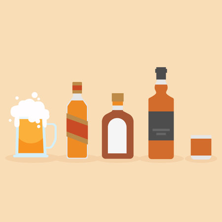 set of alcohol drink. Vector flat illustrationのイラスト素材