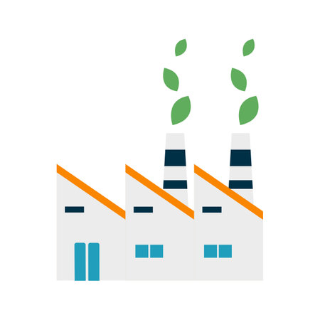Industry ecology factory manufacture building. Vector illustration cartoon.のイラスト素材